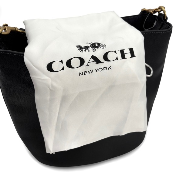 NEW Coach Willow Soft Polished Pebble Leather Bucket Bag in Black - Picture 15 of 16